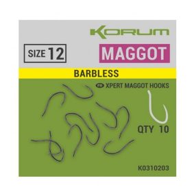   Korum XPERT MAGGOT BARBLESS HOOKS SIZE 12-16 (szakáll nélküli)