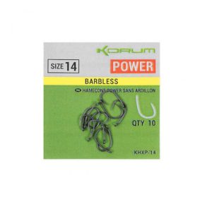   Korum XPERT POWER BARBLESS HOOKS SIZE 6-16 (szakáll nélküli)