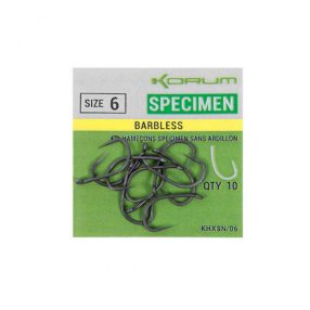   Korum XPERT SPECIMEN BARBLESS HOOKS SIZE 6 -16 (szakáll nélküli)