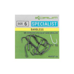   Korum XPERT SPECIALIST BARBLESS HOOKS SIZE 6-16 (szakáll nélküli)