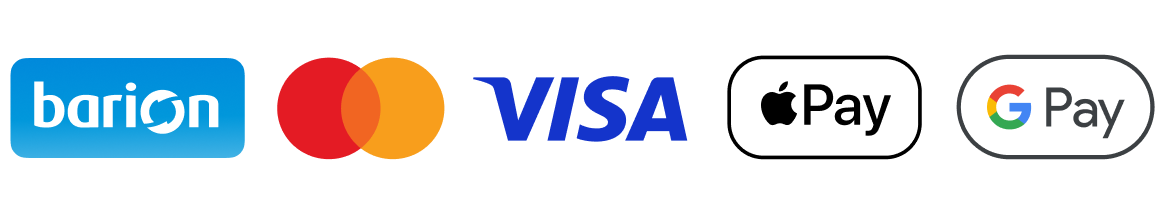 A kényelmes és biztonságos online fizetést a Barion Payment Zrt. biztosítja, MNB engedély száma: H-EN-I-1064/2013. Bankkártya adatai áruházunkhoz nem jutnak el.